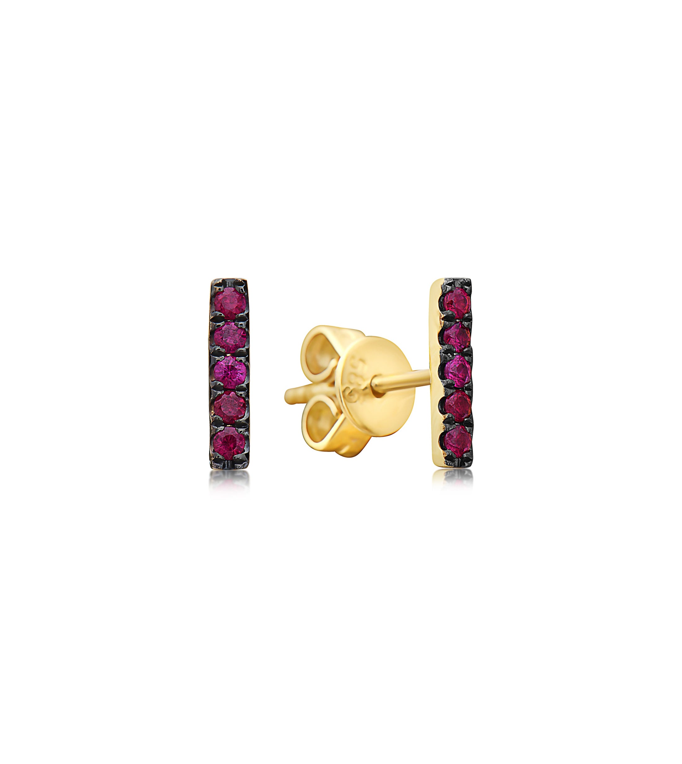OLIVE & CHAIN Ruby Bar Stud Earring - Yellow Gold