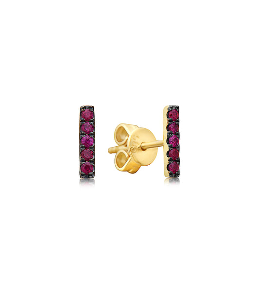 OLIVE & CHAIN Ruby Bar Stud Earring - Yellow Gold