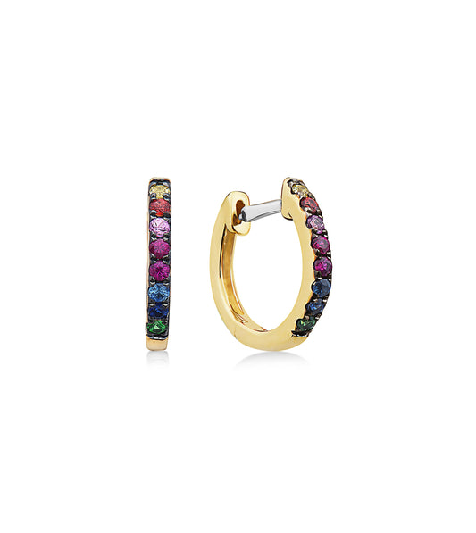 OLIVE & CHAIN Rainbow Huggie Earring - Yellow Gold