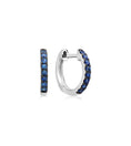 Load image into Gallery viewer, OLIVE & CHAIN Sapphire Huggie Earring - White Gold
