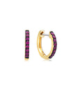 Load image into Gallery viewer, OLIVE & CHAIN Ruby Huggie Earring - Yellow Gold
