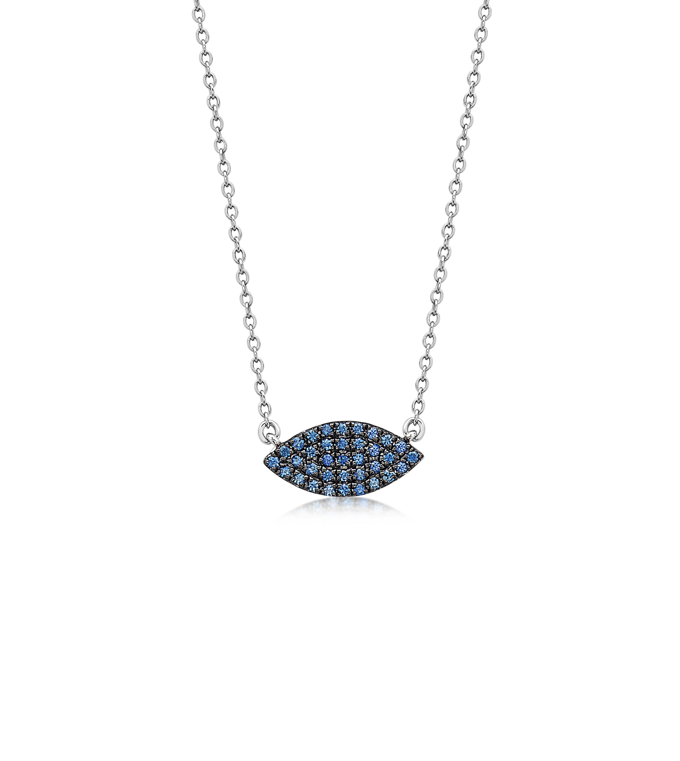 OLIVE & CHAIN Sapphire Marquise Necklace - White Gold