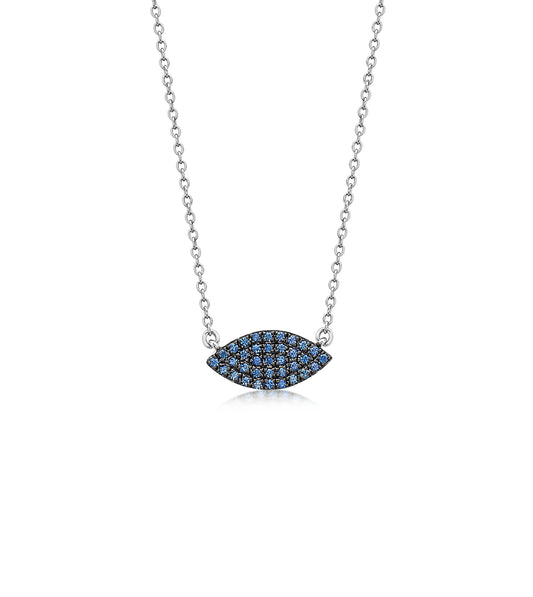 OLIVE & CHAIN Sapphire Marquise Necklace - White Gold