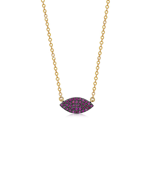 OLIVE & CHAIN Ruby Marquise Necklace - Yellow Gold