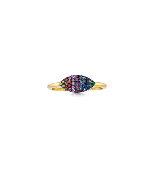 OLIVE & CHAIN Rainbow Marquise Ring - Yellow Gold, 5.0