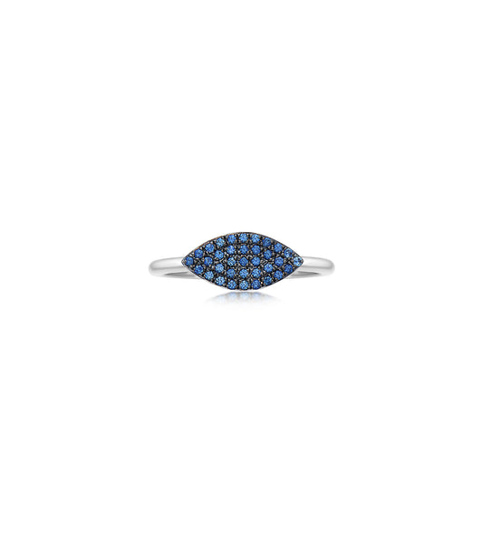 OLIVE & CHAIN Sapphire Marquise Ring - White Gold, 5.0