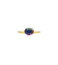 Load image into Gallery viewer, OLIVE & CHAIN Sapphire and Rainbow Halo Ring - Yellow Gold, 5.0
