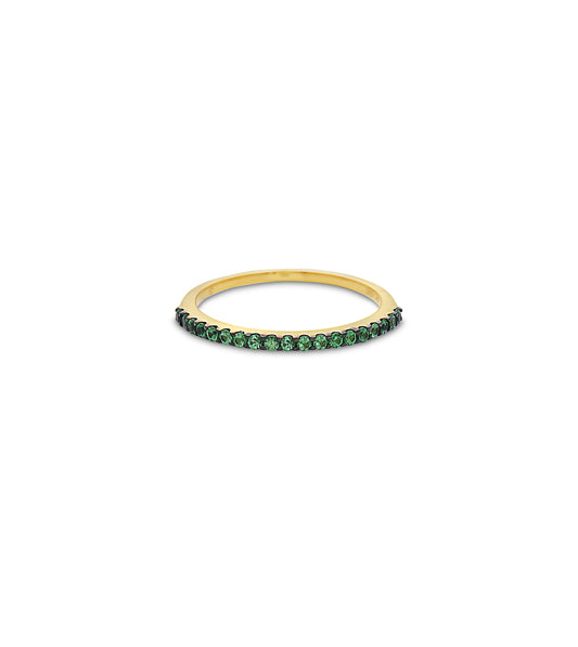 OLIVE & CHAIN Tsavorite Stackable Band - Yellow Gold, 5.0