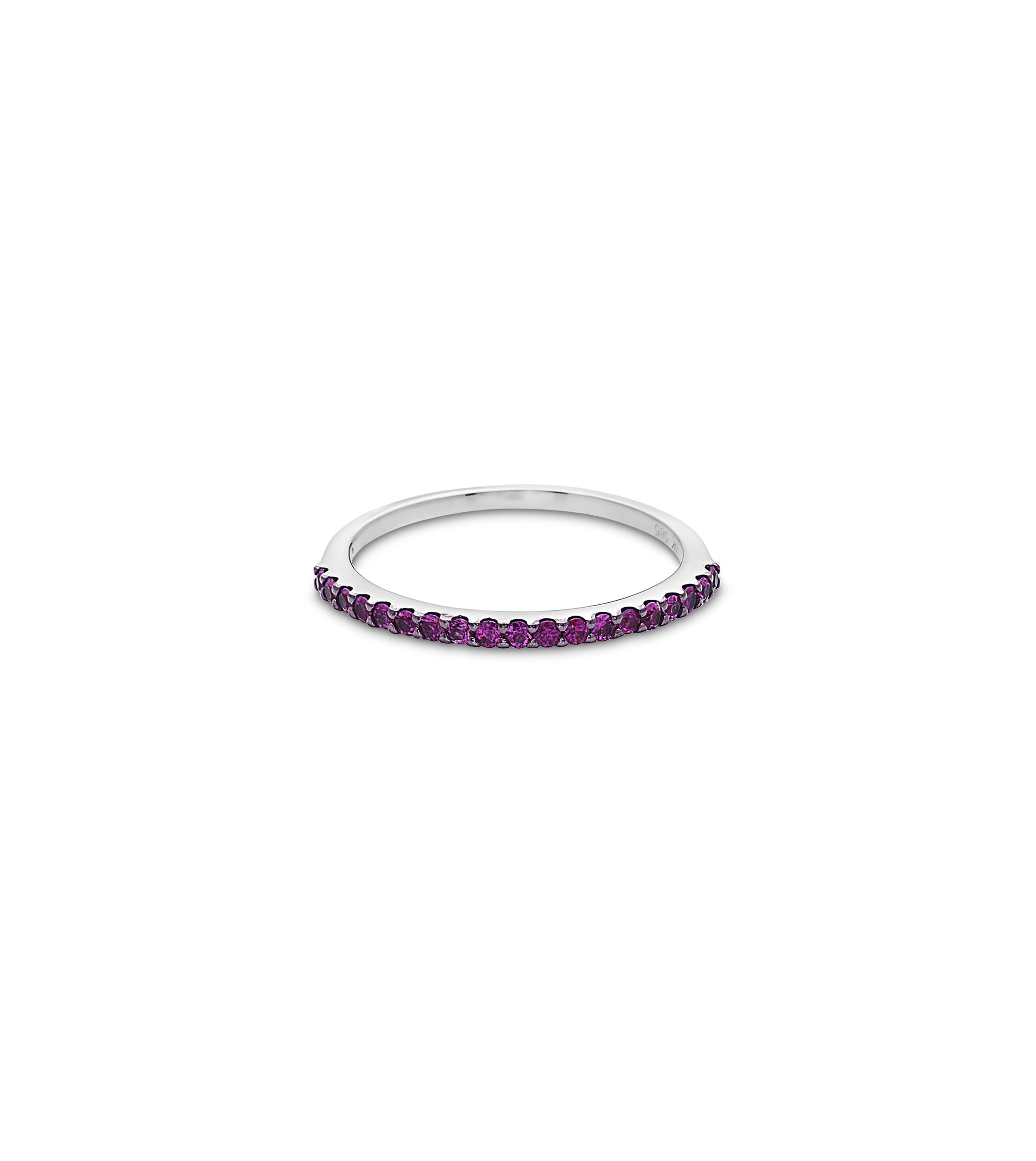 OLIVE & CHAIN Pink Sapphire Stackable Band - White Gold, 5.0