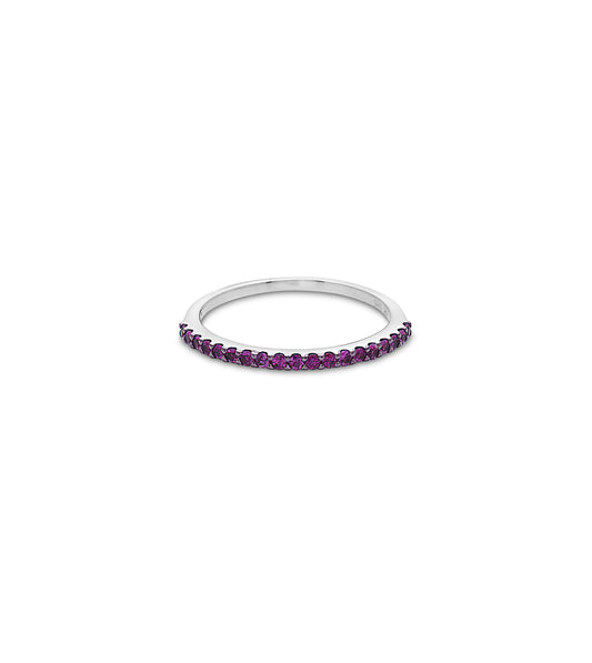 OLIVE & CHAIN Pink Sapphire Stackable Band - White Gold, 5.0
