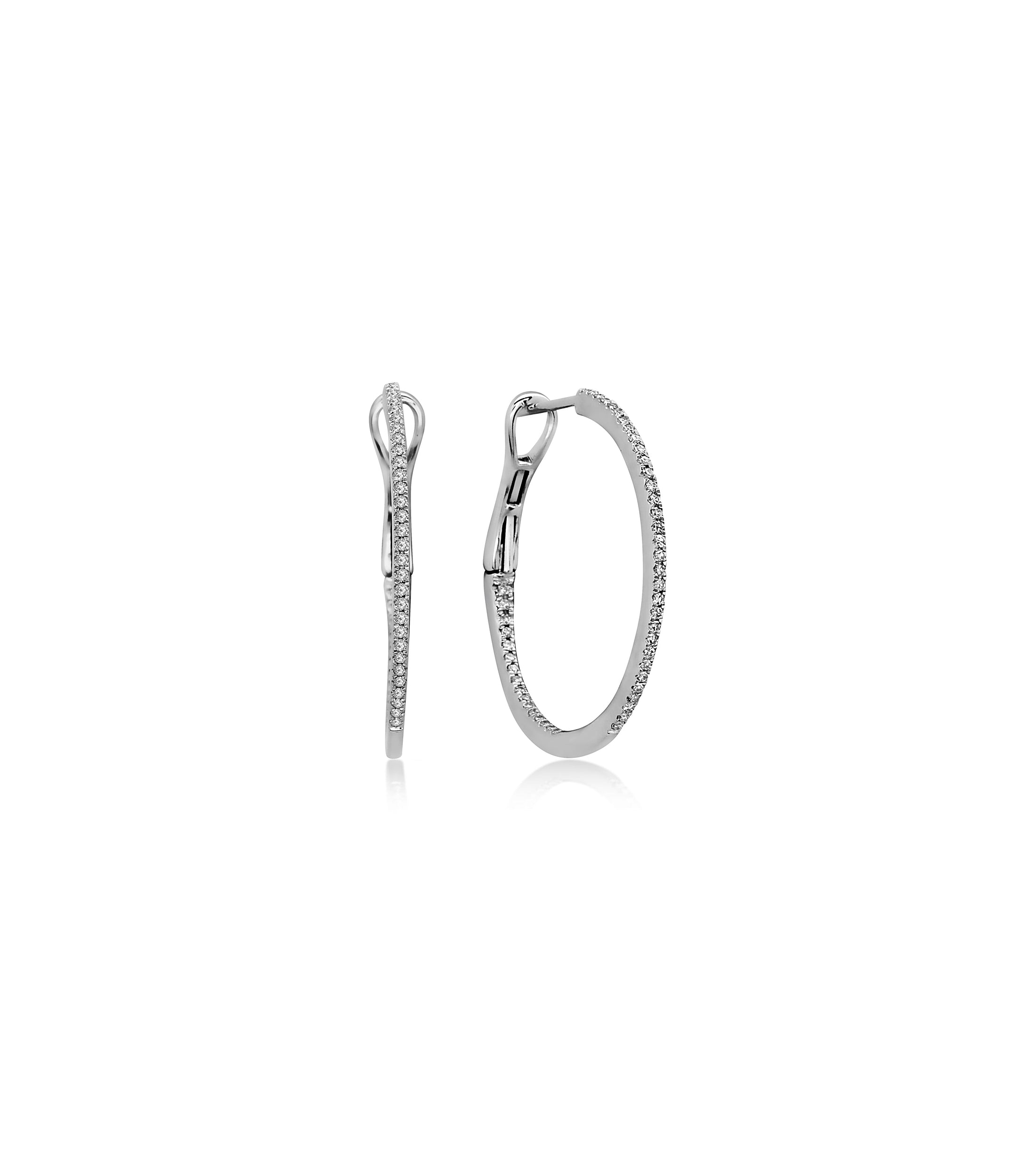 OLIVE & CHAIN Diamond Slim Hoop Earring - Yellow Gold, Medium