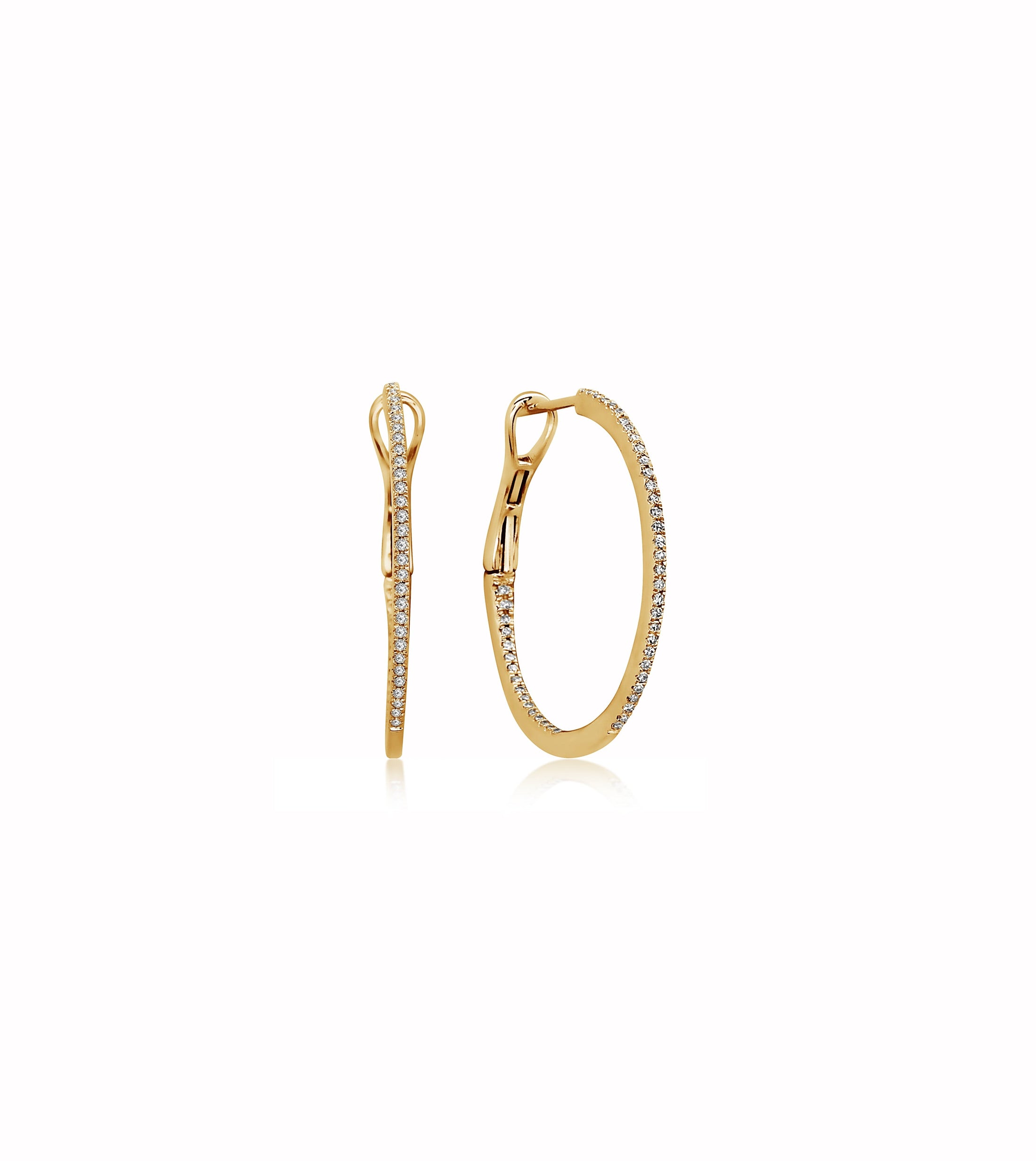 OLIVE & CHAIN Diamond Slim Hoop Earring - Yellow Gold, Standard