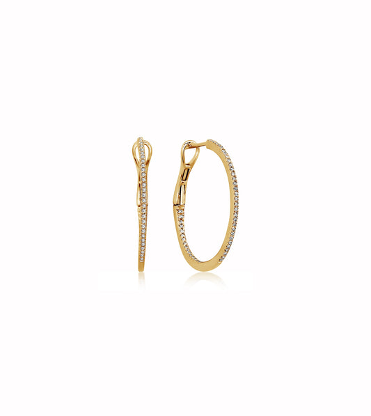 OLIVE & CHAIN Diamond Slim Hoop Earring - Yellow Gold, Standard
