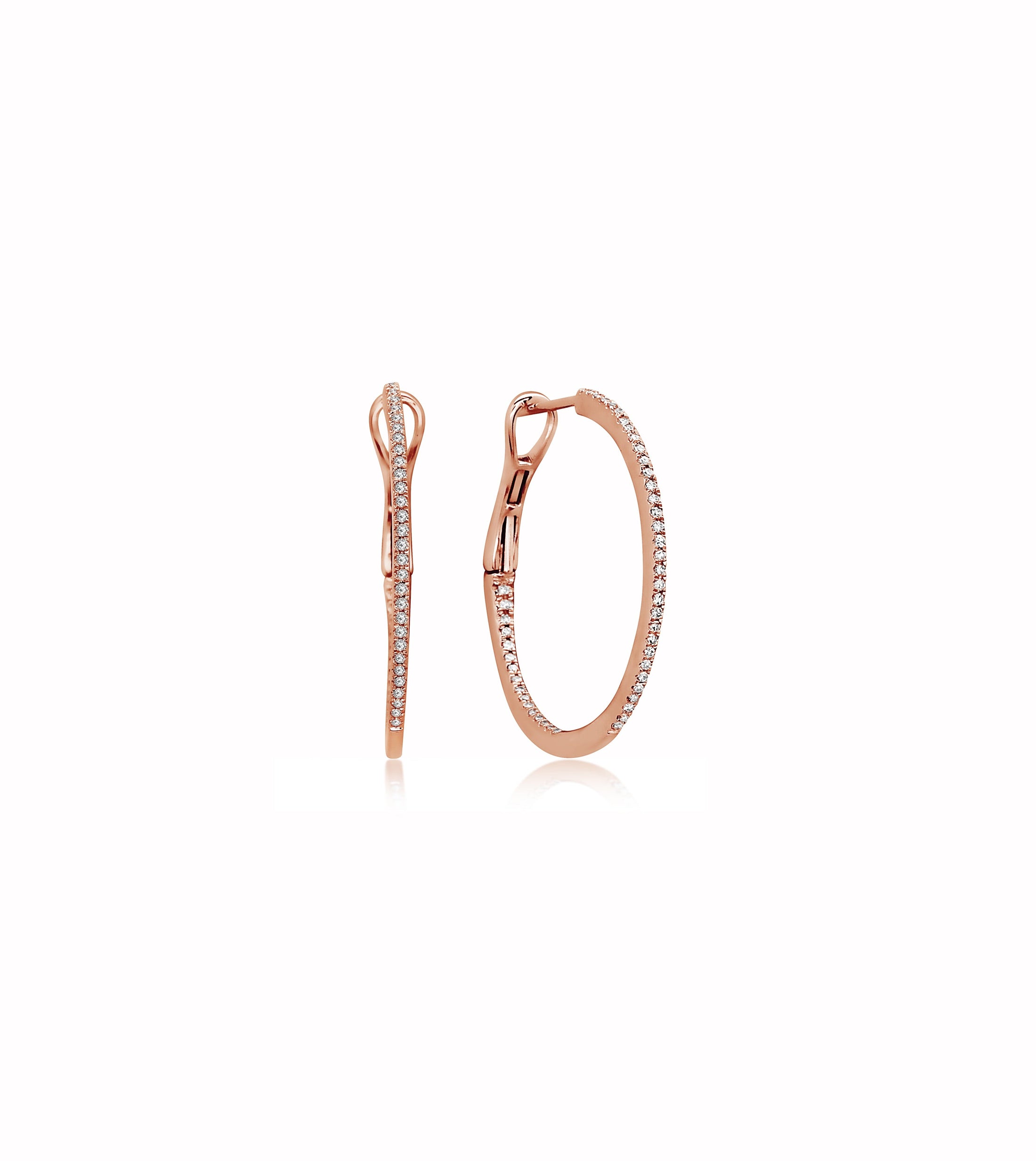 OLIVE & CHAIN Diamond Slim Hoop Earring - Yellow Gold, Large