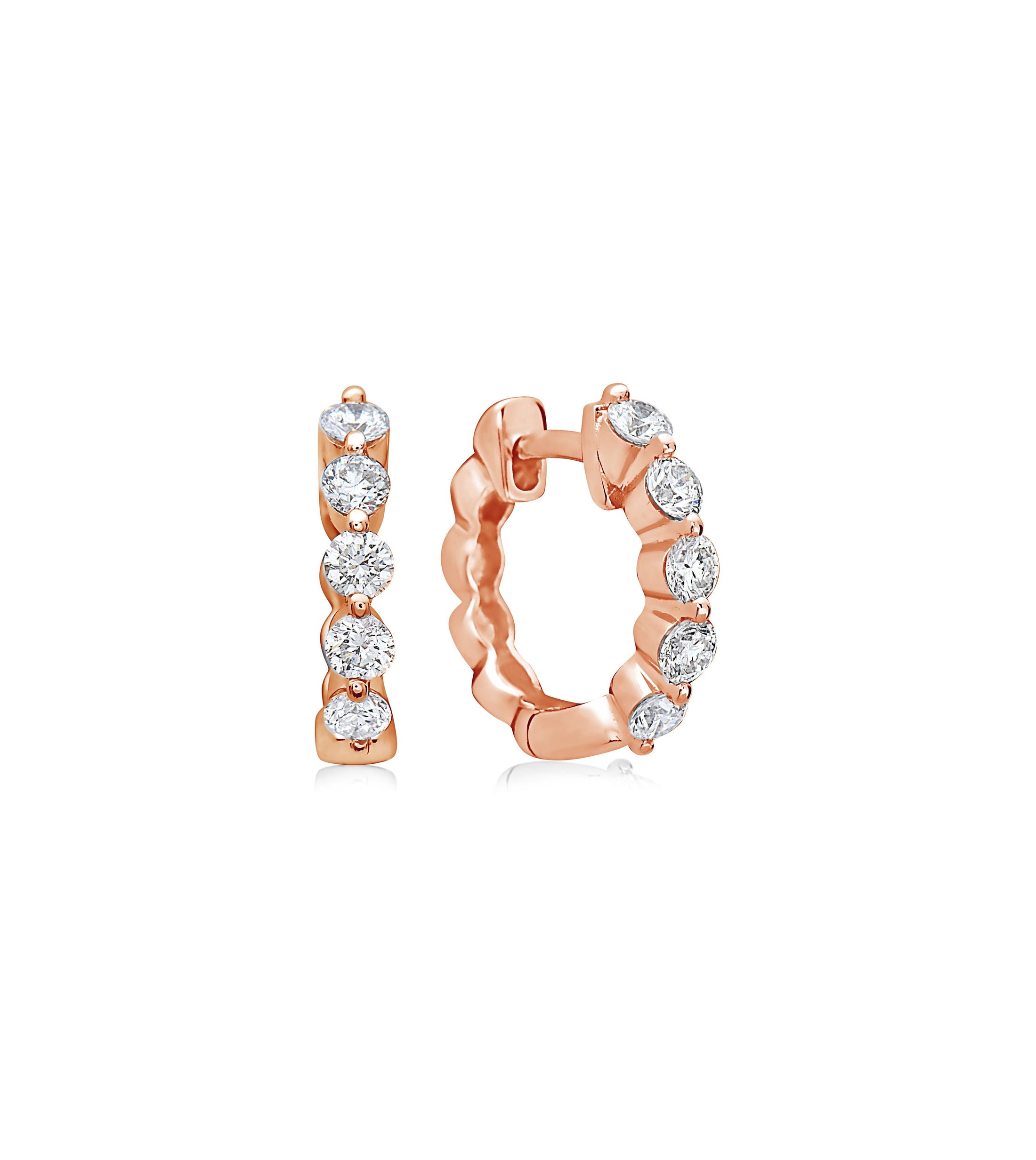 OLIVE & CHAIN Diamond Single Prong Huggie Earring - Rose Gold