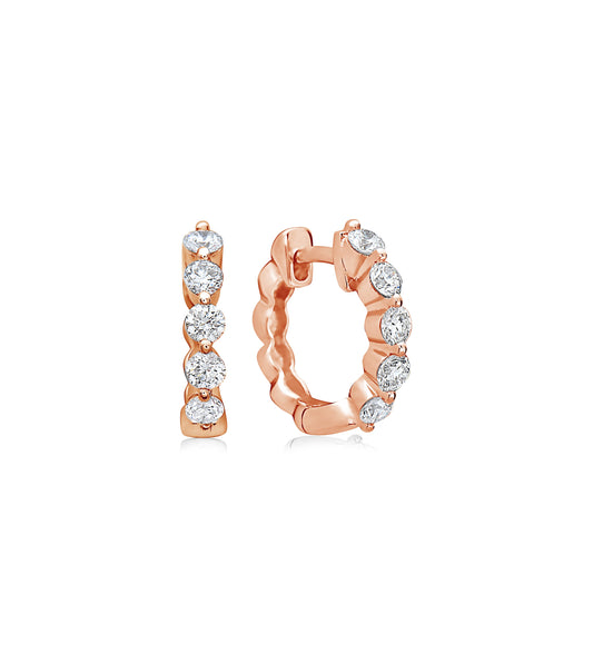 OLIVE & CHAIN Diamond Single Prong Huggie Earring - Rose Gold
