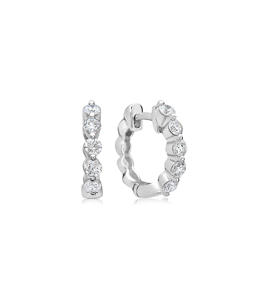 OLIVE & CHAIN Diamond Single Prong Huggie Earring - White Gold