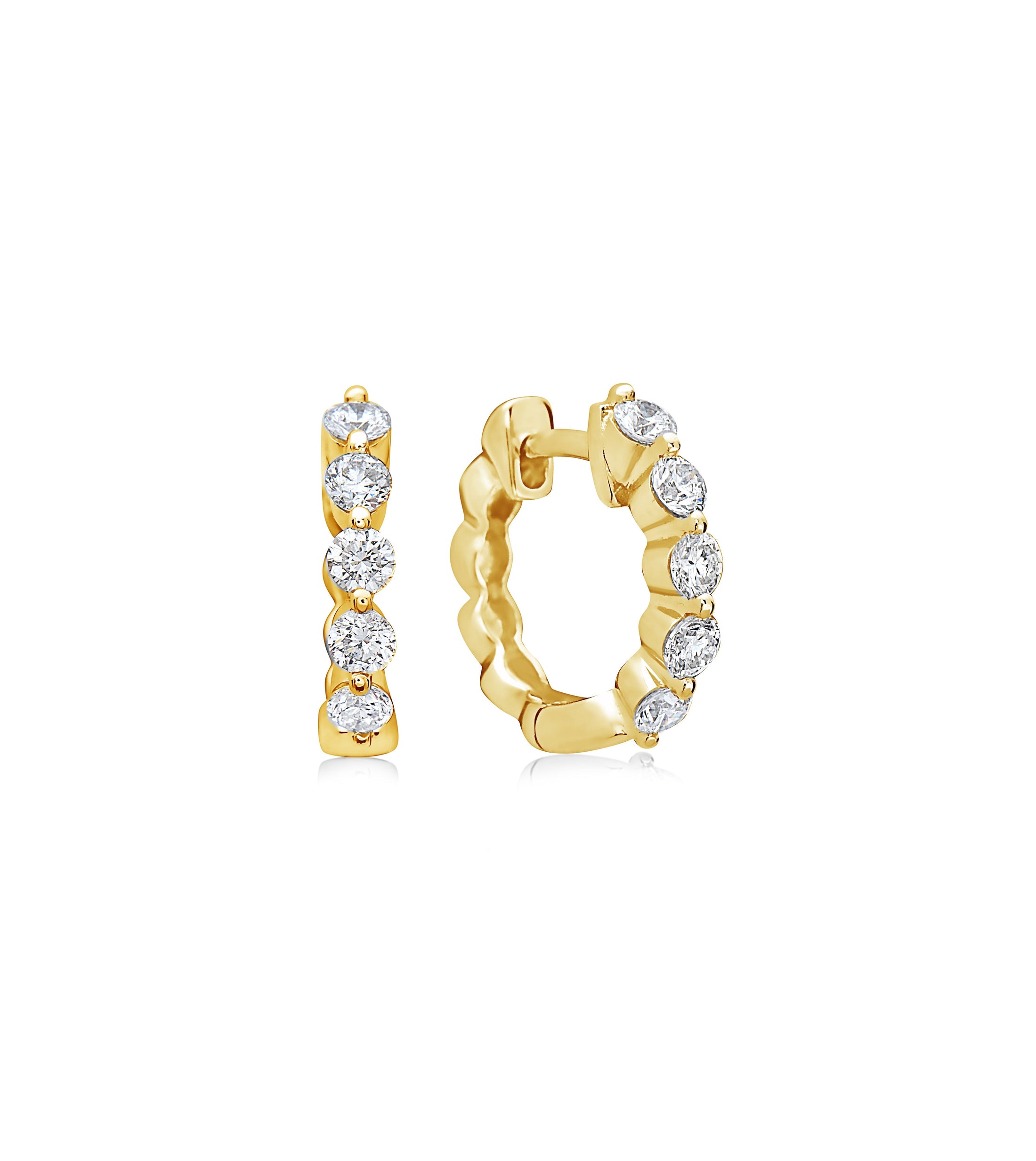 OLIVE & CHAIN Diamond Single Prong Huggie Earring - Yellow Gold