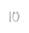 Load image into Gallery viewer, OLIVE & CHAIN Diamond Baguette Huggie Earrings - White Gold
