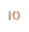 Load image into Gallery viewer, OLIVE & CHAIN Diamond 3 Row Huggie Earring - Rose Gold
