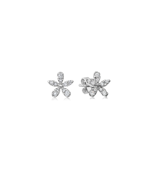 OLIVE & CHAIN Diamond Flower Stud Earring - White Gold