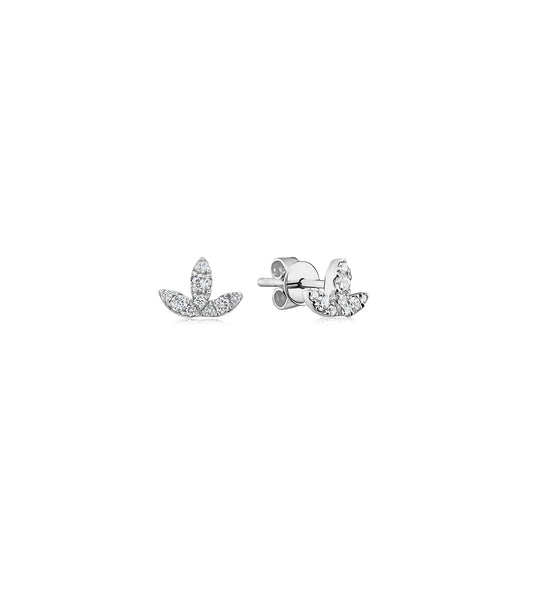 OLIVE & CHAIN Diamond Petal Stud Earring - White Gold