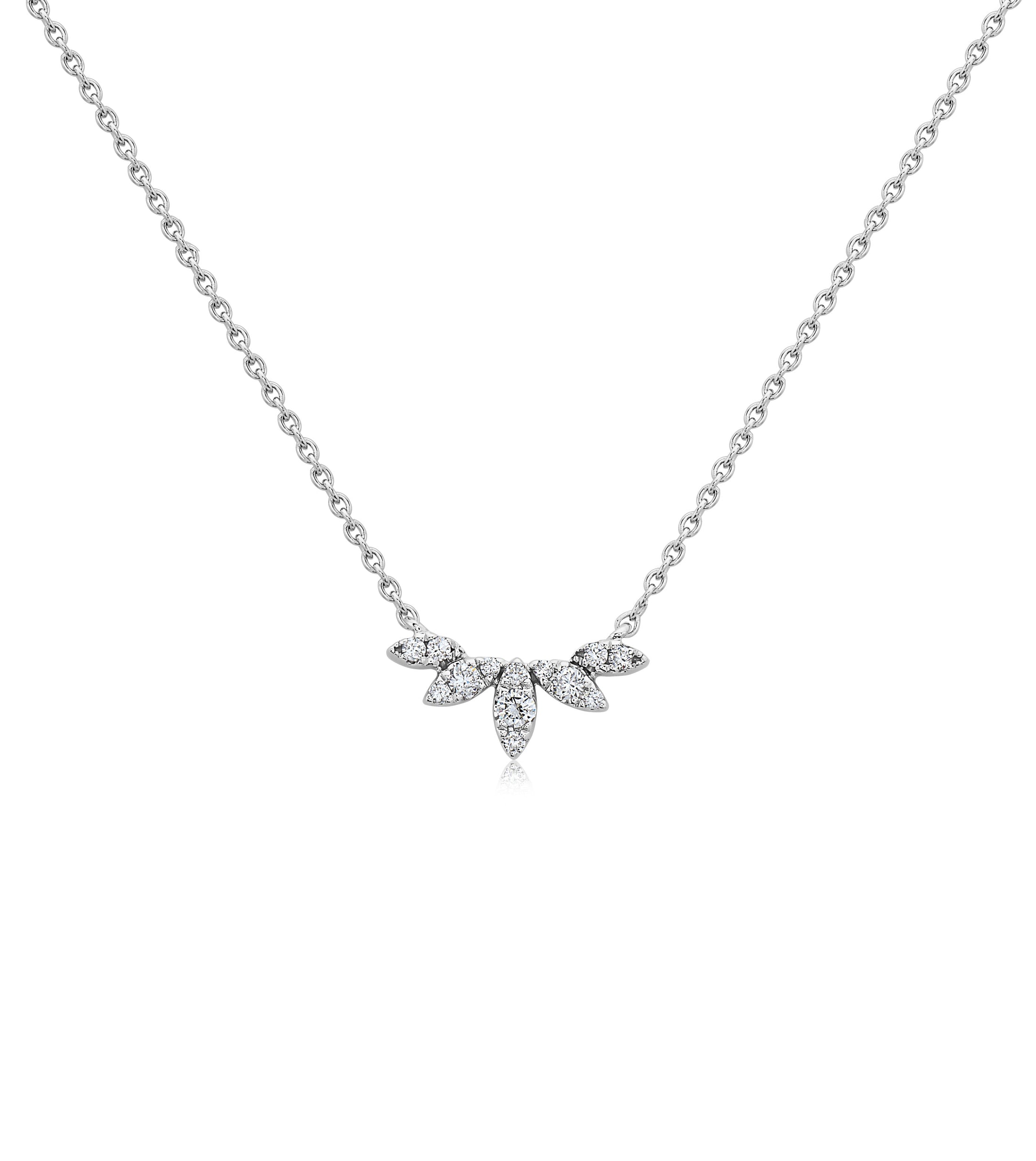 OLIVE & CHAIN Diamond Chevron Necklace - White Gold
