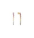Load image into Gallery viewer, OLIVE & CHAIN Rainbow Sapphire Drop Earring - Yellow Gold
