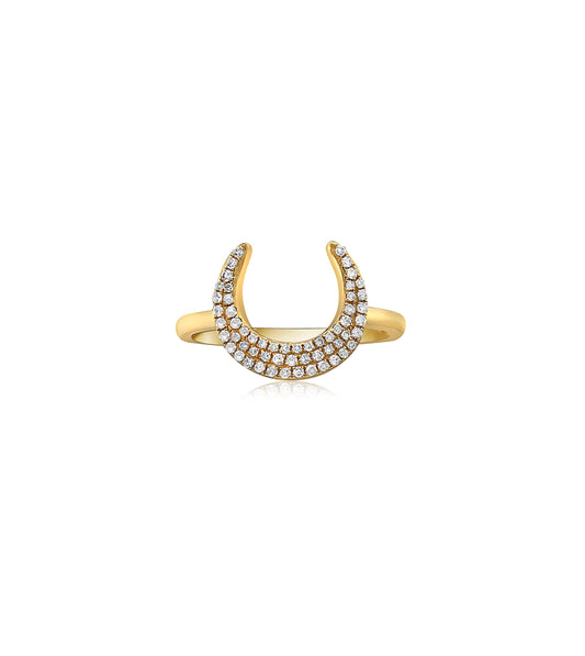 OLIVE & CHAIN Diamond Horn Ring - Yellow Gold, 5.0