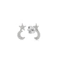 Load image into Gallery viewer, OLIVE & CHAIN Diamond Star Moon Stud Earring - White Gold
