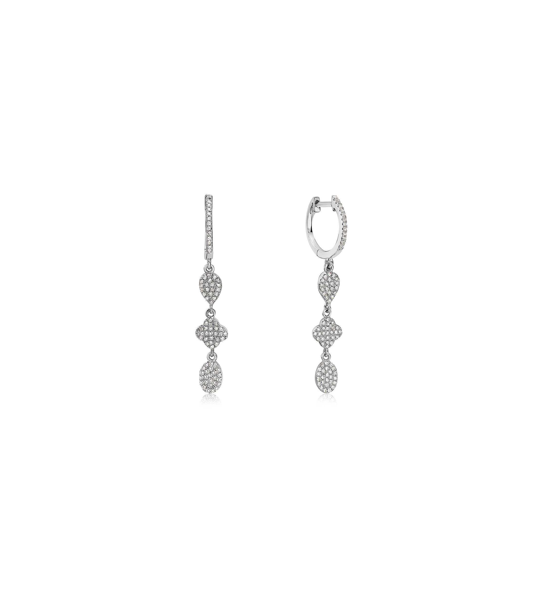 OLIVE & CHAIN Diamond Charm Drop Earring - White Gold