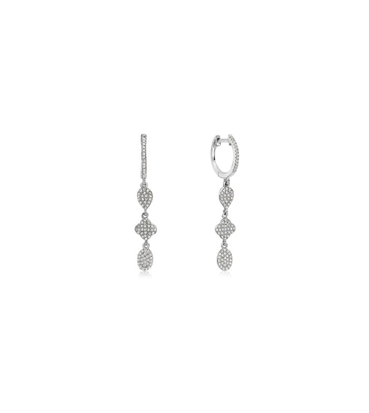 OLIVE & CHAIN Diamond Charm Drop Earring - White Gold