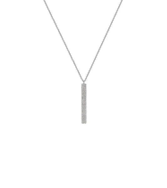 OLIVE & CHAIN Diamond Vertical Bar Necklace - White Gold