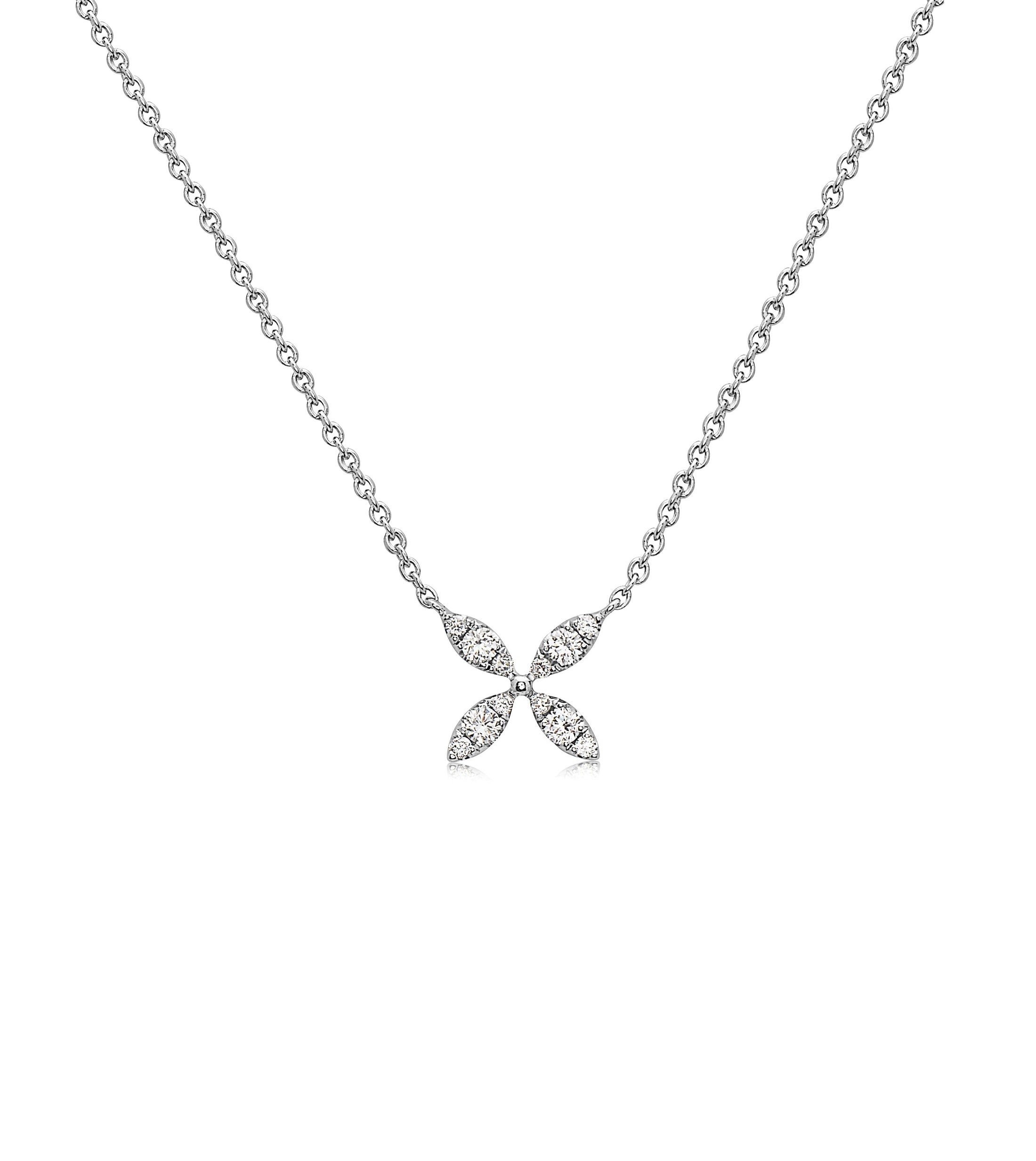 OLIVE & CHAIN Diamond X Florette Necklace - White Gold