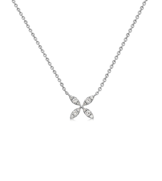 OLIVE & CHAIN Diamond X Florette Necklace - White Gold