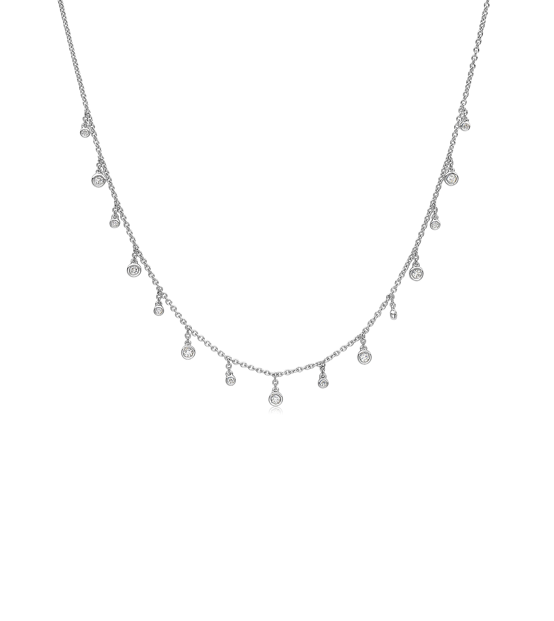 OLIVE & CHAIN Diamond Round Dangle Necklace - White Gold