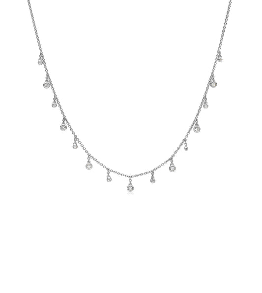 OLIVE & CHAIN Diamond Round Dangle Necklace - White Gold
