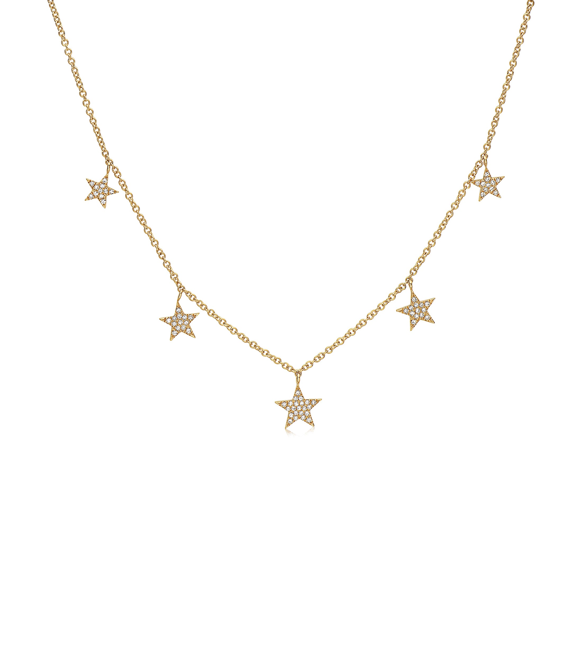OLIVE & CHAIN Diamond 5 Star Charm Necklace - Yellow Gold