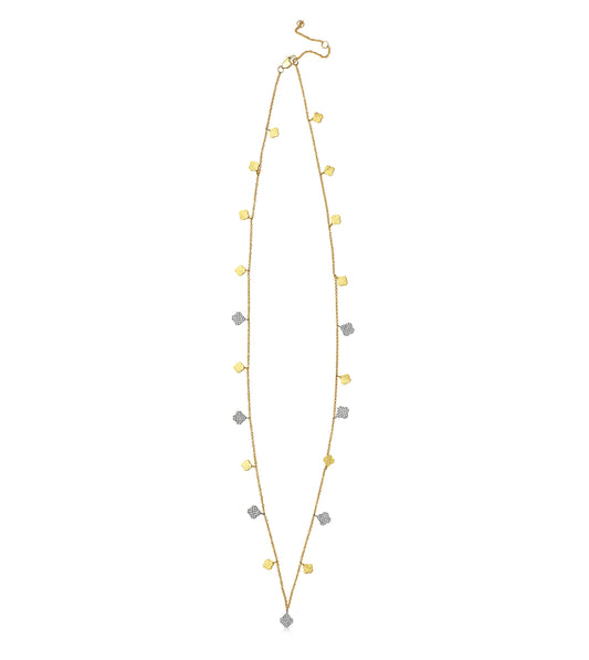 OLIVE & CHAIN Diamond Clover Charm Long Necklace