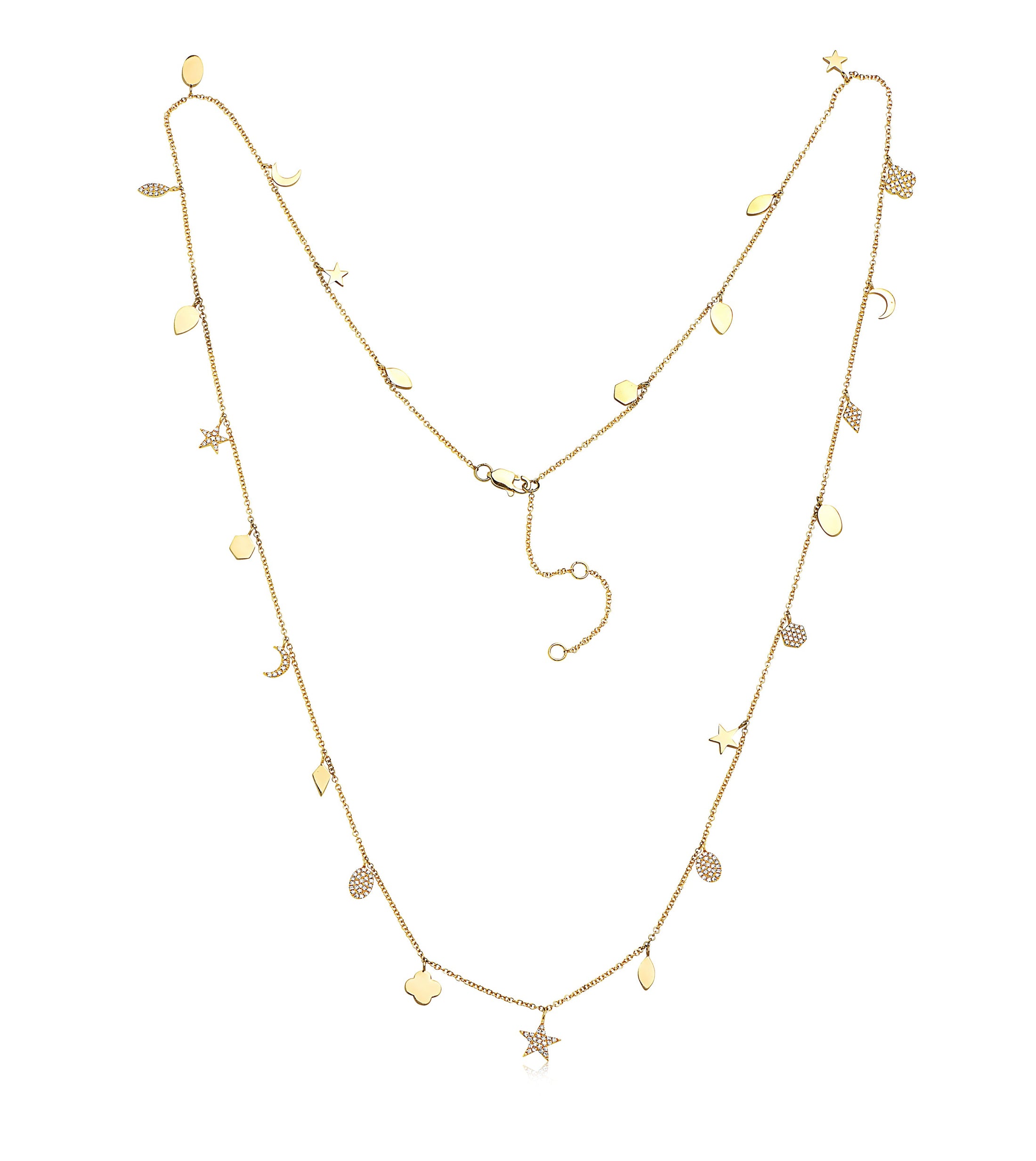 OLIVE & CHAIN Diamond Charm Long Necklace