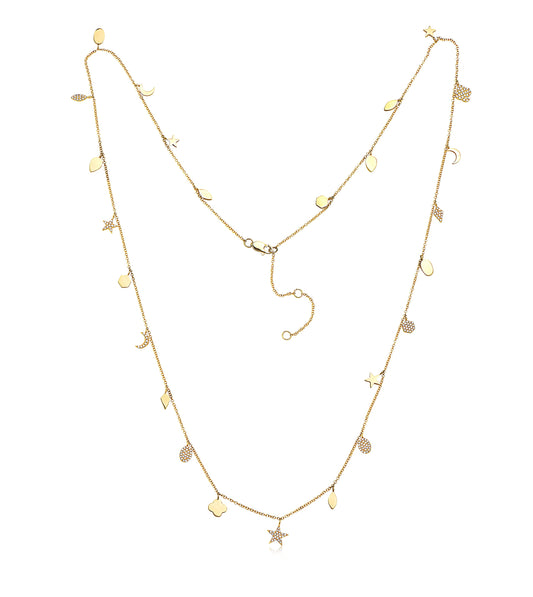 OLIVE & CHAIN Diamond Charm Long Necklace
