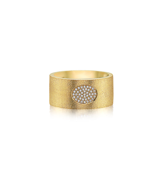 OLIVE & CHAIN Diamond Oval Cigar Band - Yellow Gold, 5.0