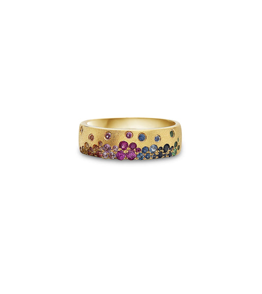 OLIVE & CHAIN Rainbow Celestial Mini Cigar Band - Yellow Gold, 5.0