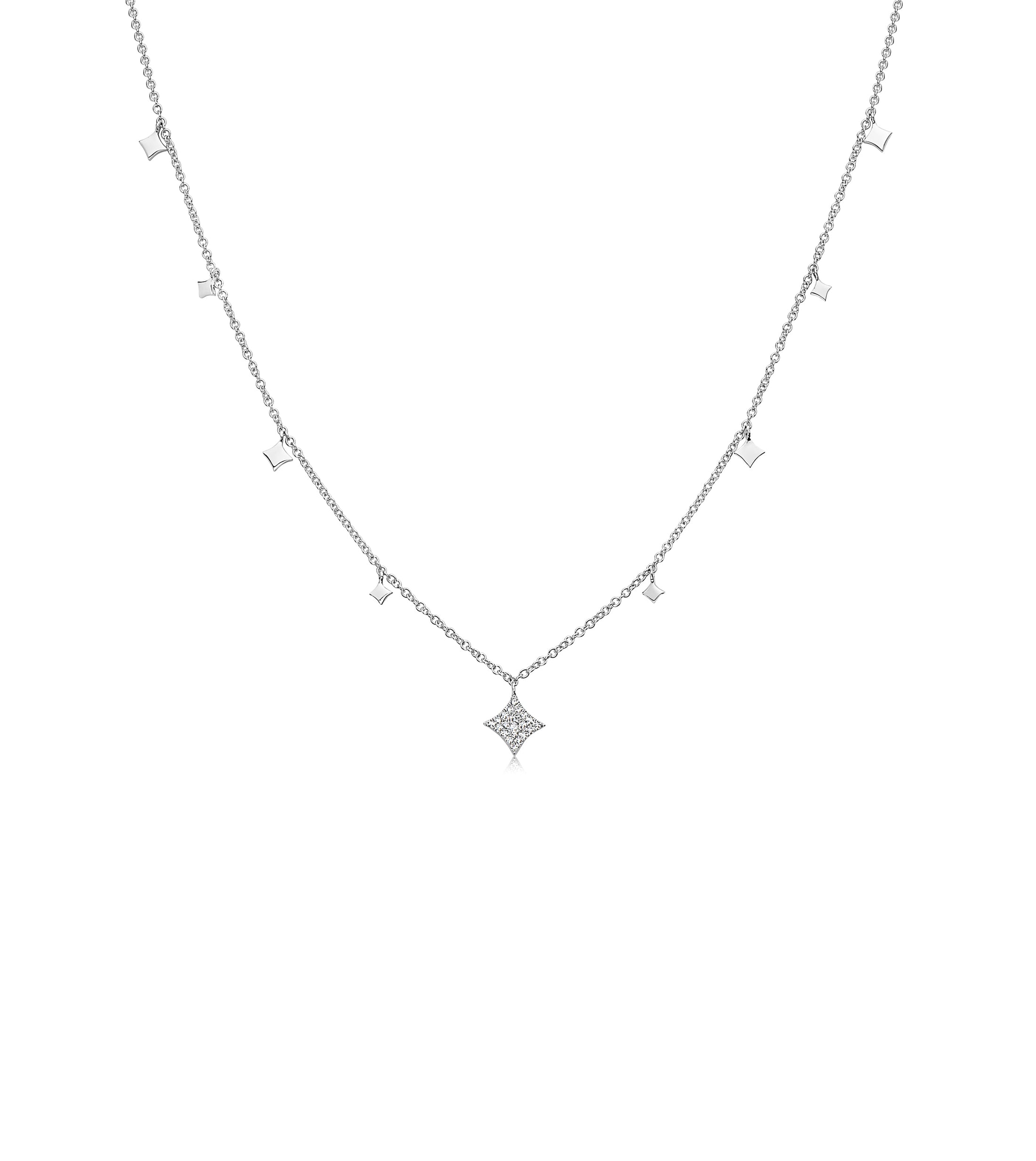 OLIVE & CHAIN Diamond Firework Charm Necklace - White Gold