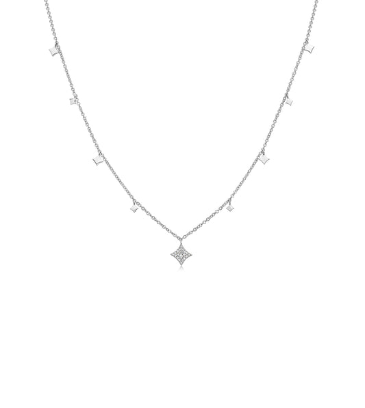OLIVE & CHAIN Diamond Firework Charm Necklace - White Gold