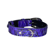 XS/S 7”-14”  Iridescent Purple/Silver Custom Snake Collar/Custom Silver Oval Italian Hardware