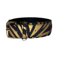 Load image into Gallery viewer, Black & Gold Zebra Print Italian Leather Classic Collar
