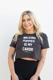 Walking Puppies Is My Cardio Crop Tee | Gift for Dog Owners
