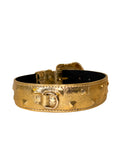 Load image into Gallery viewer, Glam Gold Embossed Studded Italian Leather With Our Custom Swarovski Crystal Buckle
