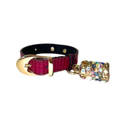 XS 7-14 Ruby Red & Purple Custom Snake Collar/Custom Gold Italian Hardware